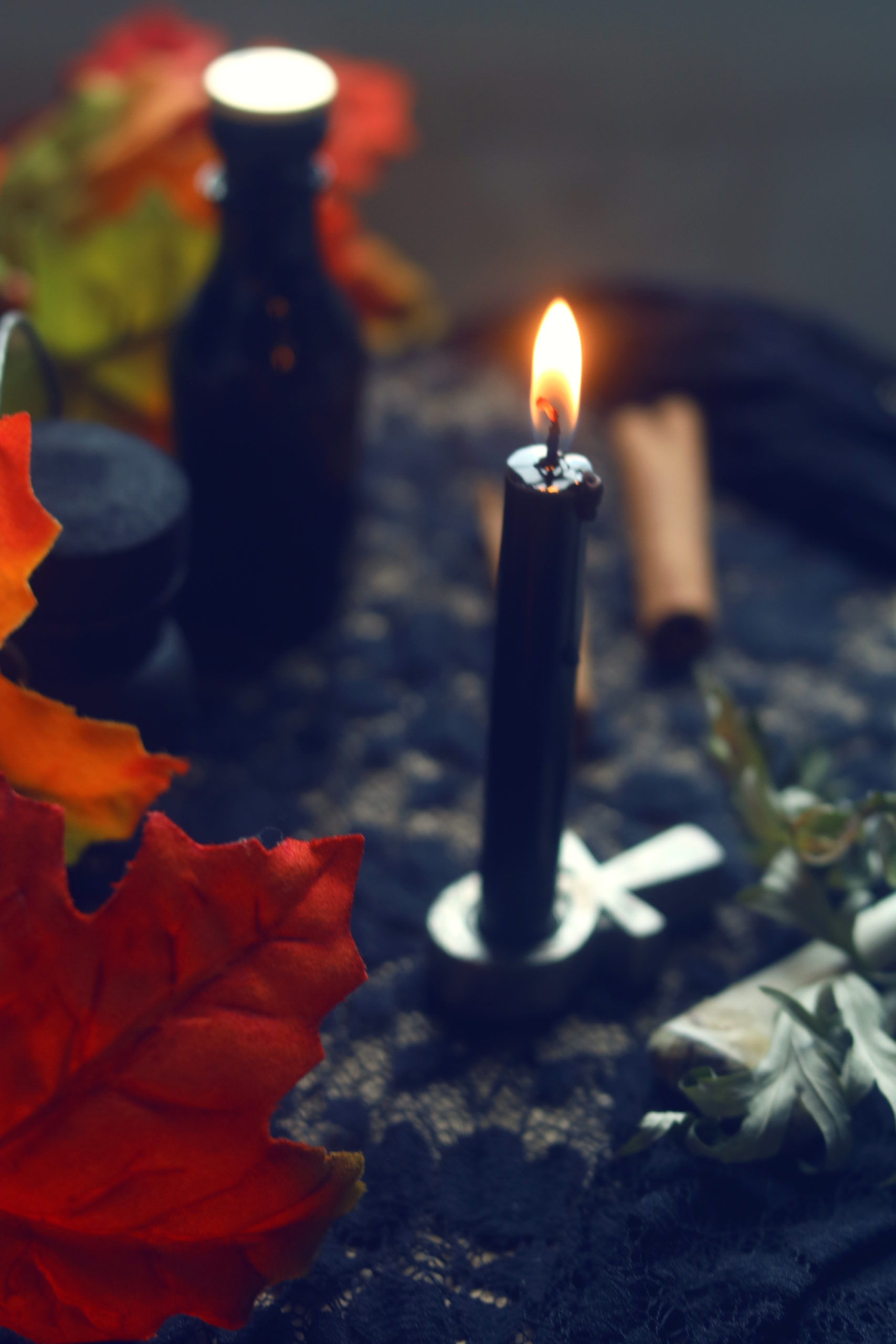 Altar ritual solitario de Samhain.