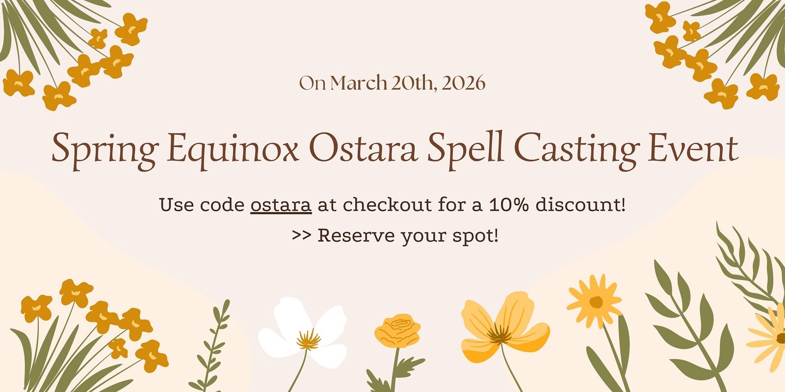 Spring Equinox Ostara Spell Casting Event special in March 2026 banner sale